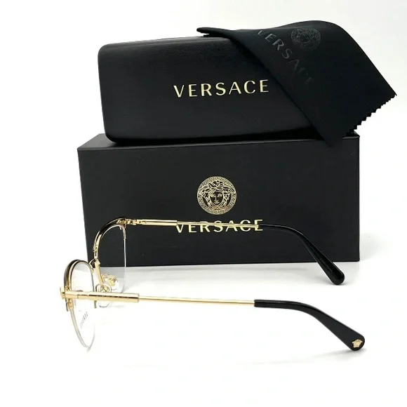 VERSACE VE1280 1433 Gold/Black/ Demo Lens 52mm Eyeglasses